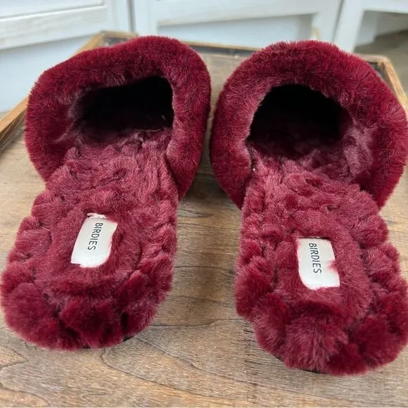Birdies Merlot Fur Lined Songbird Mules 7.5