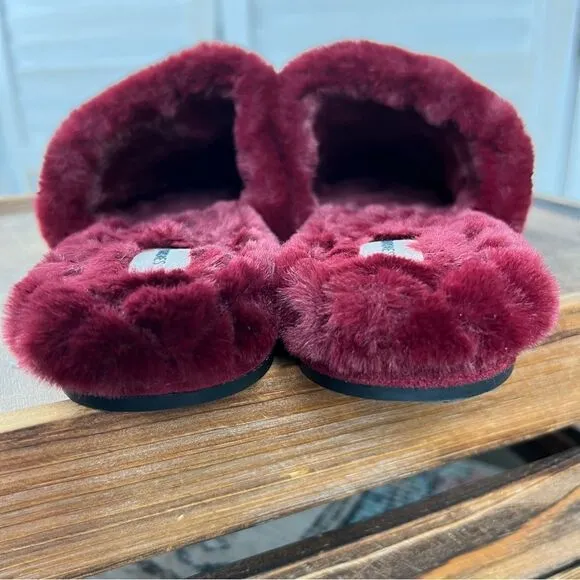 Birdies Merlot Fur Lined Songbird Mules 7.5