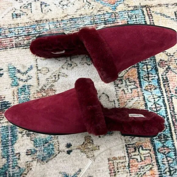Birdies Merlot Fur Lined Songbird Mules 7.5