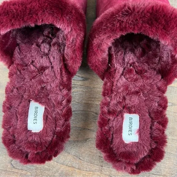 Birdies Merlot Fur Lined Songbird Mules 7.5