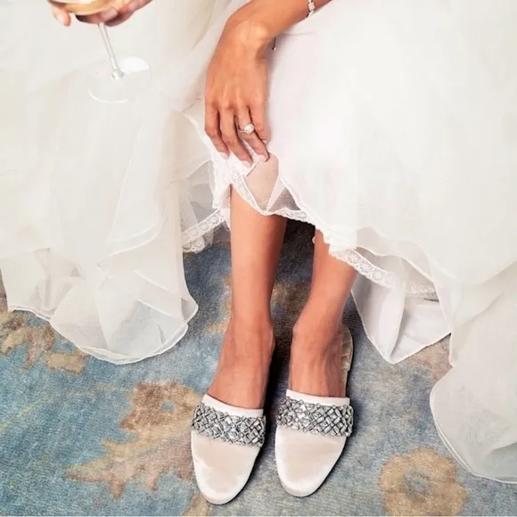 Birdies Songbird Velvet Embellished Crystal Mules