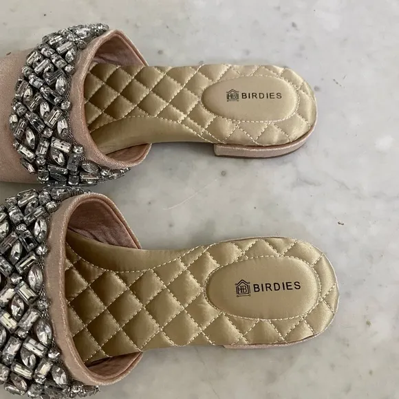 Birdies Songbird Velvet Embellished Crystal Mules