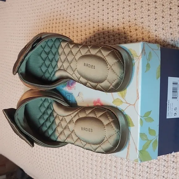 Birdies The Songbird Satin Mule in Khaki Green NIB