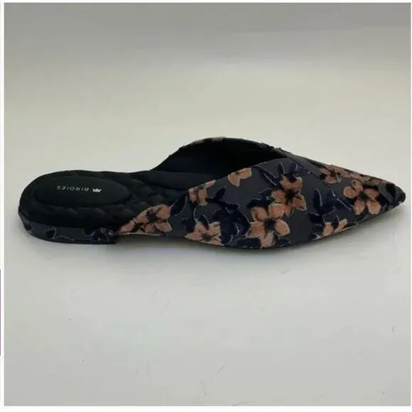 Birdies The Swan Flat 11 Cherry Blossom Slip On Womens Pointed Toe Mules Velvet