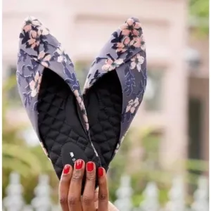 Birdies The Swan Flat 11 Cherry Blossom Slip On Womens Pointed Toe Mules Velvet