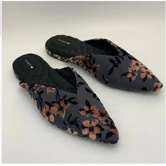 Birdies The Swan Flat 11 Cherry Blossom Slip On Womens Pointed Toe Mules Velvet