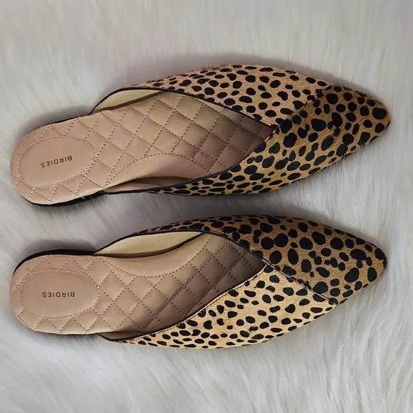 Birdies The Swan Mini Cheetah Flat Mules - Size 8.5