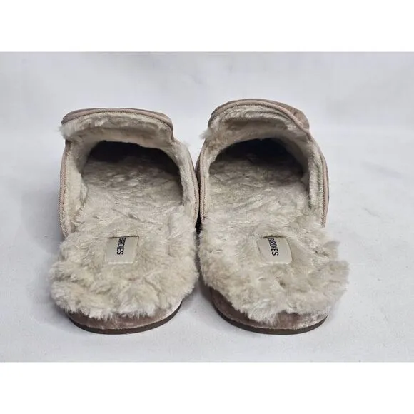 Birdies The Phoebe Womens 9 Slide Mules Cream Velvet Sherpa Faux Fur Slipper
