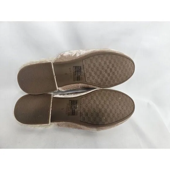 Birdies The Phoebe Womens 9 Slide Mules Cream Velvet Sherpa Faux Fur Slipper