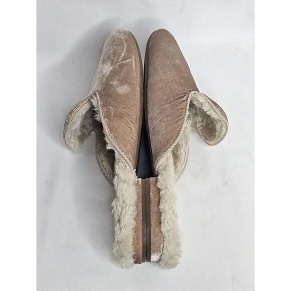 Birdies The Phoebe Womens 9 Slide Mules Cream Velvet Sherpa Faux Fur Slipper