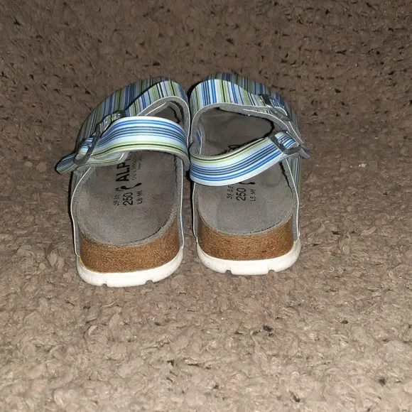 BIRKENSTOCK-ALPRO-Birko Flor Mary Jane Slingback Clogs-Striped-Sz 8-Near Mint