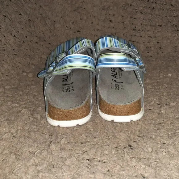 BIRKENSTOCK-ALPRO-Birko Flor Mary Jane Slingback Clogs-Striped-Sz 8-Near Mint