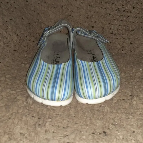 BIRKENSTOCK-ALPRO-Birko Flor Mary Jane Slingback Clogs-Striped-Sz 8-Near Mint