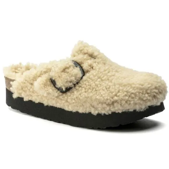 BIRKENSTOCK Boston Big Buckle Teddy Platform Clogs Size 38 / 8