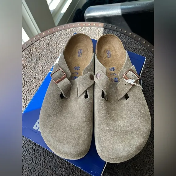 ✨BIRKENSTOCK BOSTON BS SUEDE CLOGS SHOES IN TAUPE 44 11