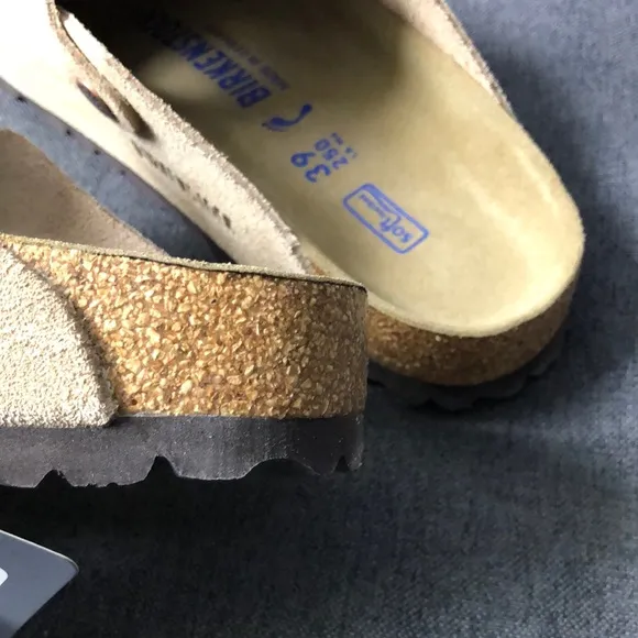 Birkenstock Boston Cream Mules Soft Suede Slip-On - Narrow