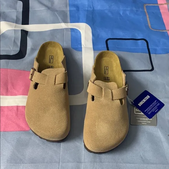 Birkenstock Boston Cream Mules with Closed Toe Narrow