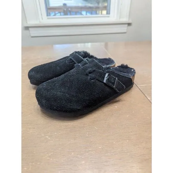 Birkenstock Boston Insulated Clog women's size 36 black slip on suede comfort