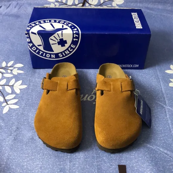 Birkenstock Boston Mink Suede Mules Comfortable Clogs Narrow