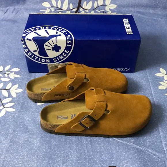 Birkenstock Boston Mink Suede Mules Comfortable Clogs Narrow