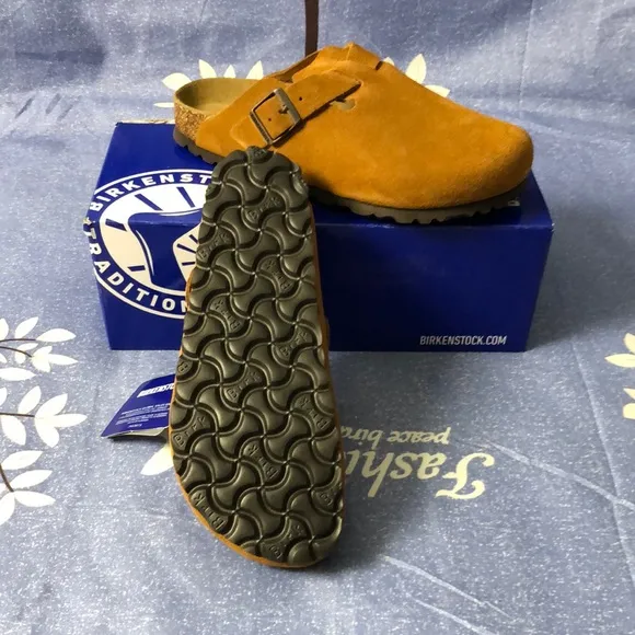 Birkenstock Boston Mink Suede Mules Comfortable Clogs Narrow