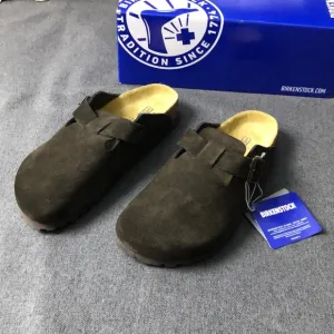 Birkenstock Boston Mocha Mules with Contoured Footbed - Narrow