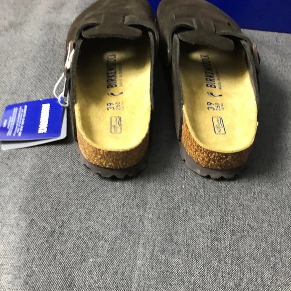 Birkenstock Boston Mocha Mules with Contoured Footbed - Narrow