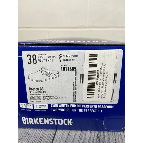 Birkenstock Boston Rivets Zinfandel Shearling Clogs EU38 US7 Narrow Fit