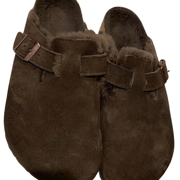 Birkenstock Boston Shearling Suede Leather Clogs Mocha size 45/12 men’s