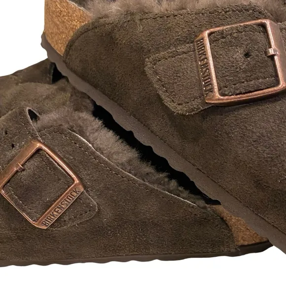 Birkenstock Boston Shearling Suede Leather Clogs Mocha size 45/12 men’s