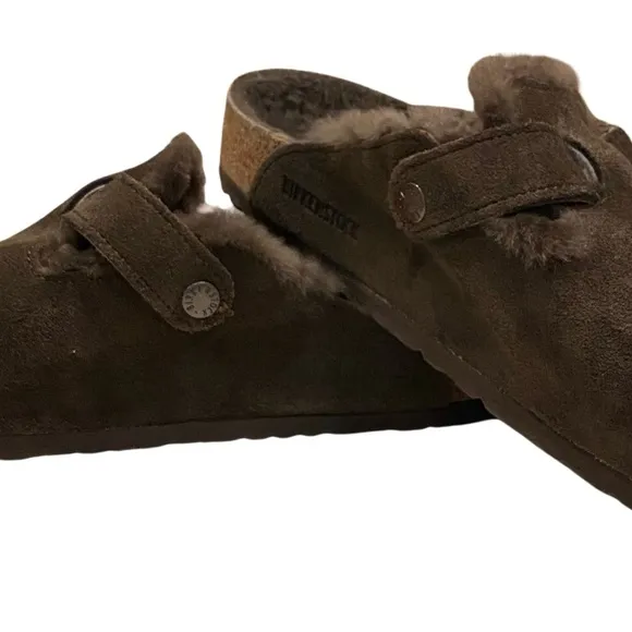 Birkenstock Boston Shearling Suede Leather Clogs Mocha size 45/12 men’s