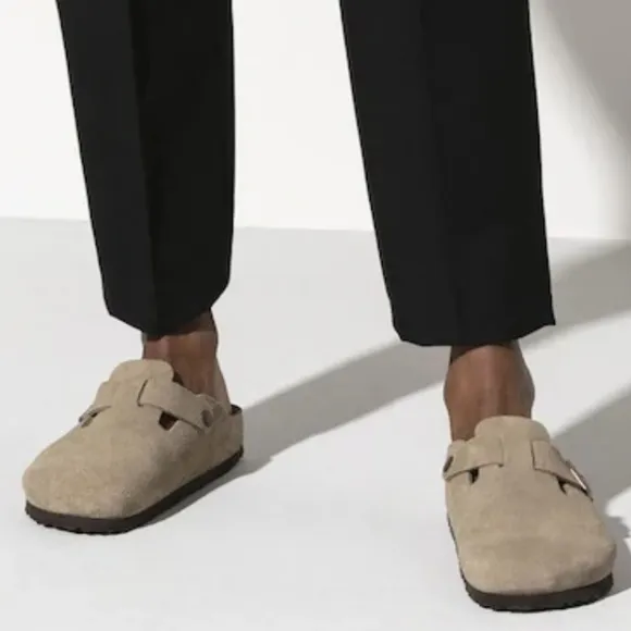 Birkenstock Boston Soft FootbedSuede Leather - Taupe, Retail Price $165.00