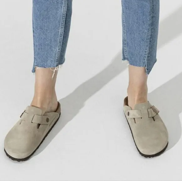 Birkenstock Boston Soft FootbedSuede Leather - Taupe, Retail Price $165.00