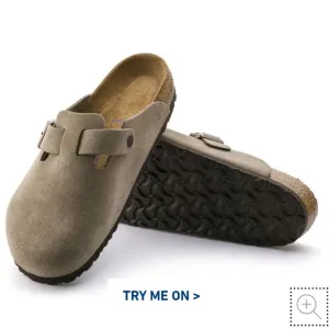 Birkenstock Boston Soft FootbedSuede Leather - Taupe, Retail Price $165.00