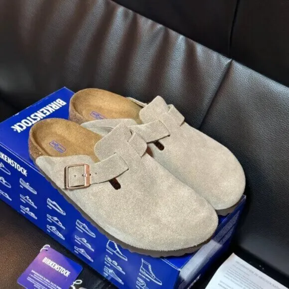 🍧🍧Birkenstock Boston taupe suede mule clogs