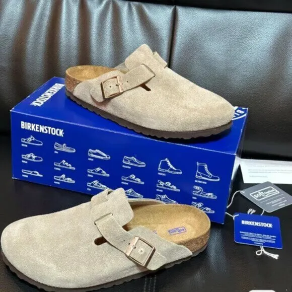 🍧🍧Birkenstock Boston taupe suede mule clogs