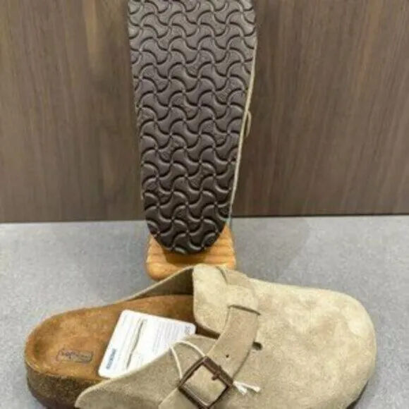 Birkenstock Boston Taupe Suede Soft Footbed Regular - Select Size