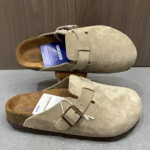 Birkenstock Boston Taupe Suede Soft Footbed Regular - Select Size