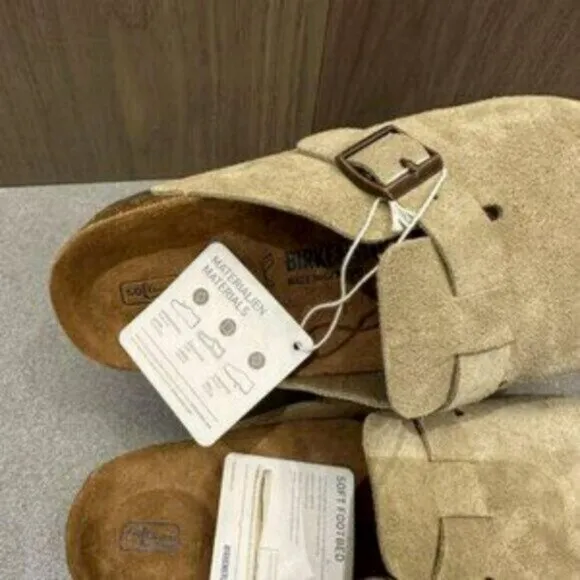 Birkenstock Boston Taupe Suede Soft Footbed Regular - Select Size