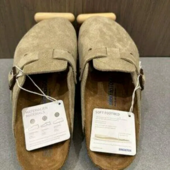 Birkenstock Boston Taupe Suede Soft Footbed Regular - Select Size