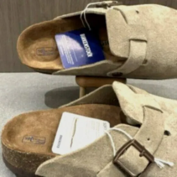 Birkenstock Boston Taupe Suede Soft Footbed Regular - Select Size