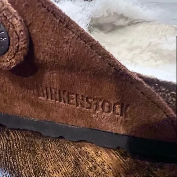 Birkenstock Brown Suede Shearling Clogs Bosten shearing