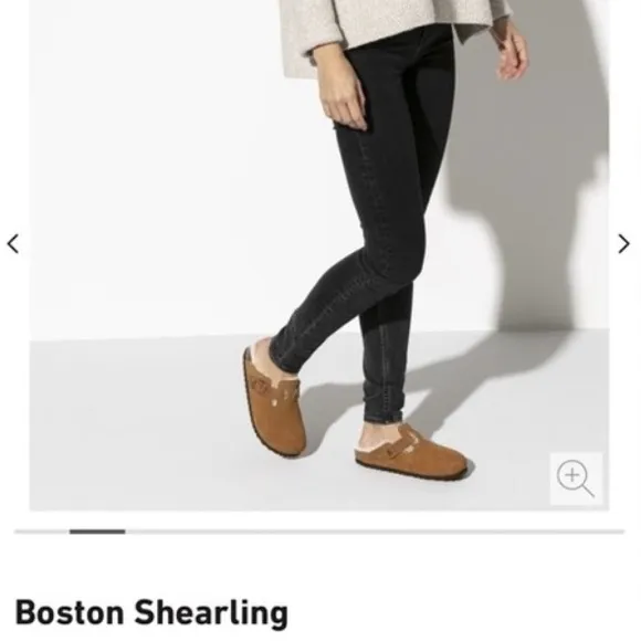 Birkenstock Brown Suede Shearling Clogs Bosten shearing