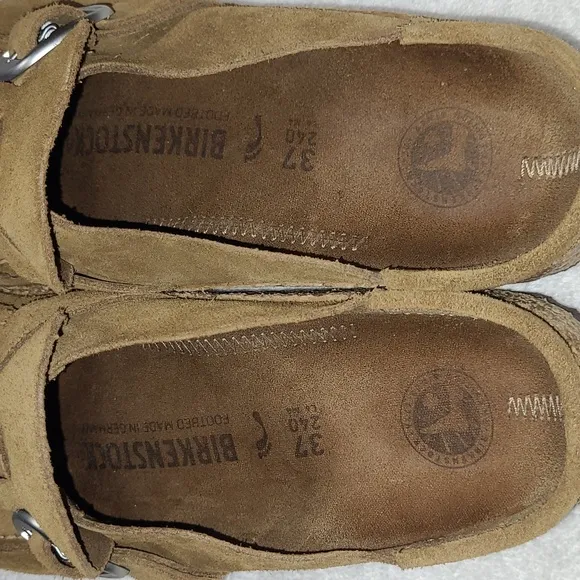 Birkenstock Buckley Suede Open Moccasins/Clogs in Tea Suede Size 6 Women's