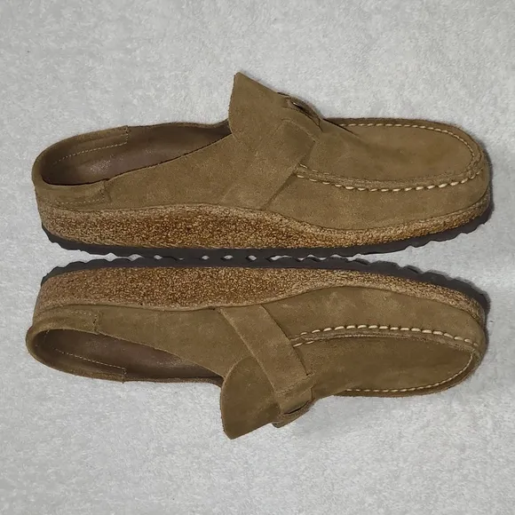 Birkenstock Buckley Suede Open Moccasins/Clogs in Tea Suede Size 6 Women's