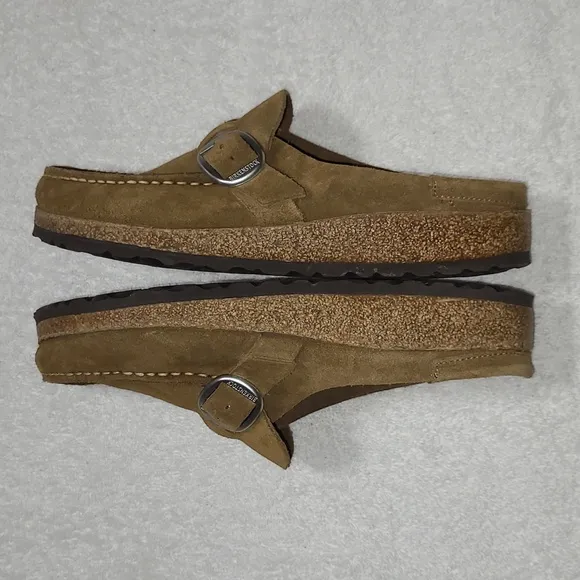 Birkenstock Buckley Suede Open Moccasins/Clogs in Tea Suede Size 6 Women's