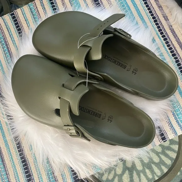 Birkenstock Green Mules with Adjustable Strap and Contoured Footbed