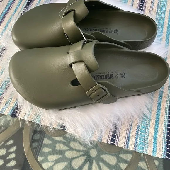 Birkenstock Green Mules with Adjustable Strap and Contoured Footbed