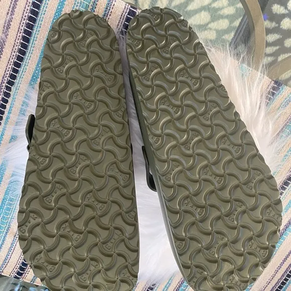 Birkenstock Green Mules with Adjustable Strap and Contoured Footbed