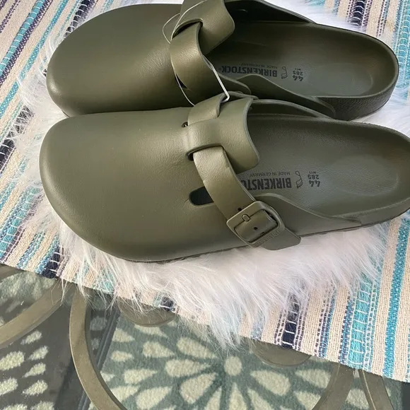 Birkenstock Green Mules with Adjustable Strap and Contoured Footbed